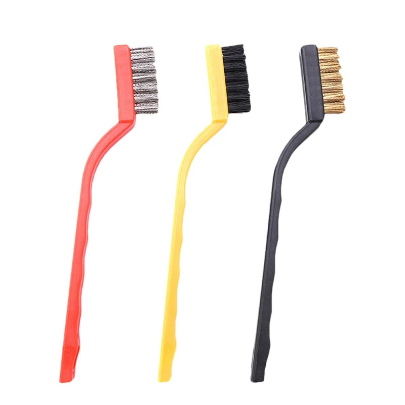 3Pcs Industrial Wire Brush Set with Stainless Steel Brass Black Steel Bristles for Rust Cleaning Welding Slag Removal - Image 2
