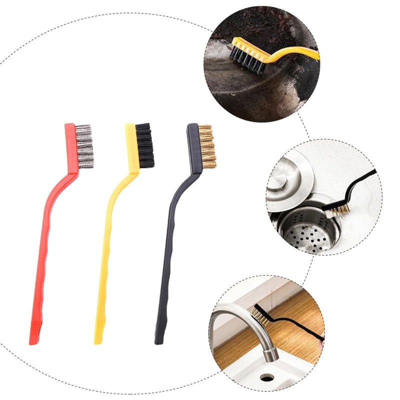 3Pcs Industrial Wire Brush Set with Stainless Steel Brass Black Steel Bristles for Rust Cleaning Welding Slag Removal - Image 4