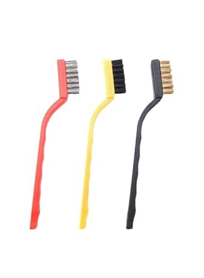 3Pcs Industrial Wire Brush Set with Stainless Steel Brass Black Steel Bristles for Rust Cleaning Welding Slag Removal - Image 1