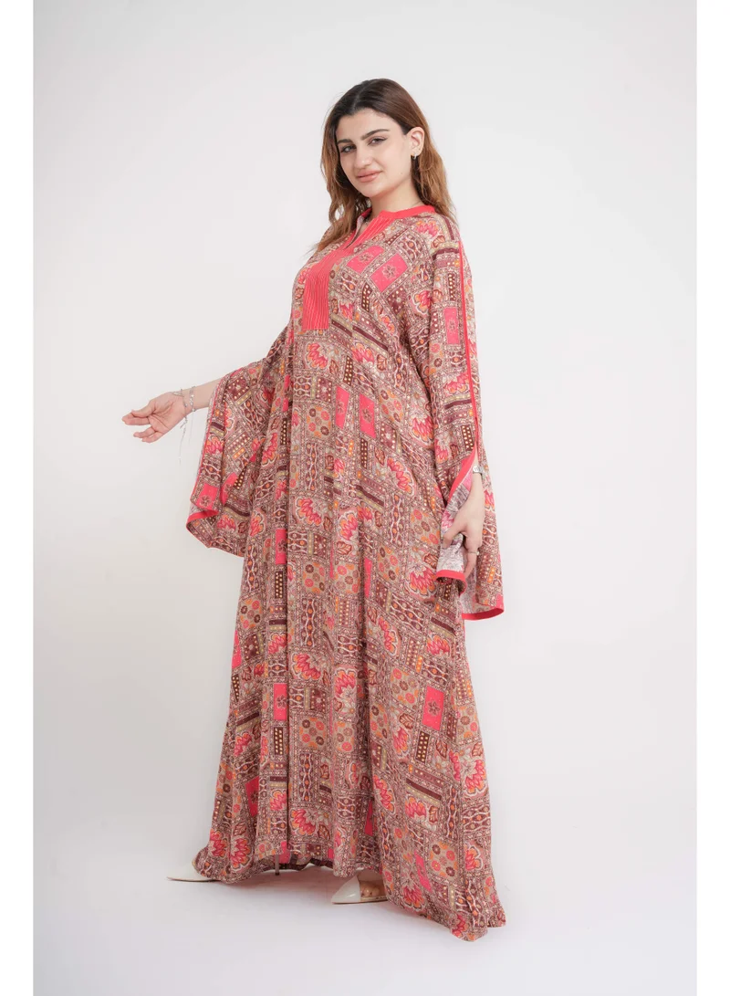 IKKXA Patterns Printed Jalabiya IN5002 Pink