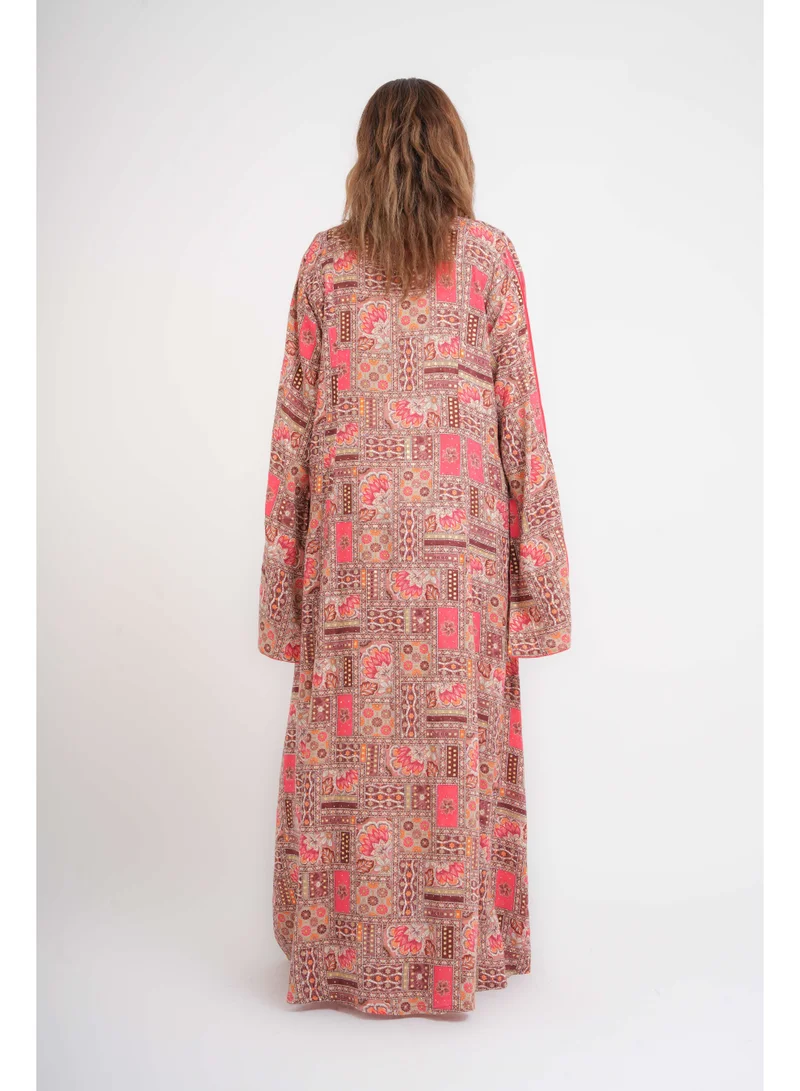 IKKXA Patterns Printed Jalabiya IN5002 Pink