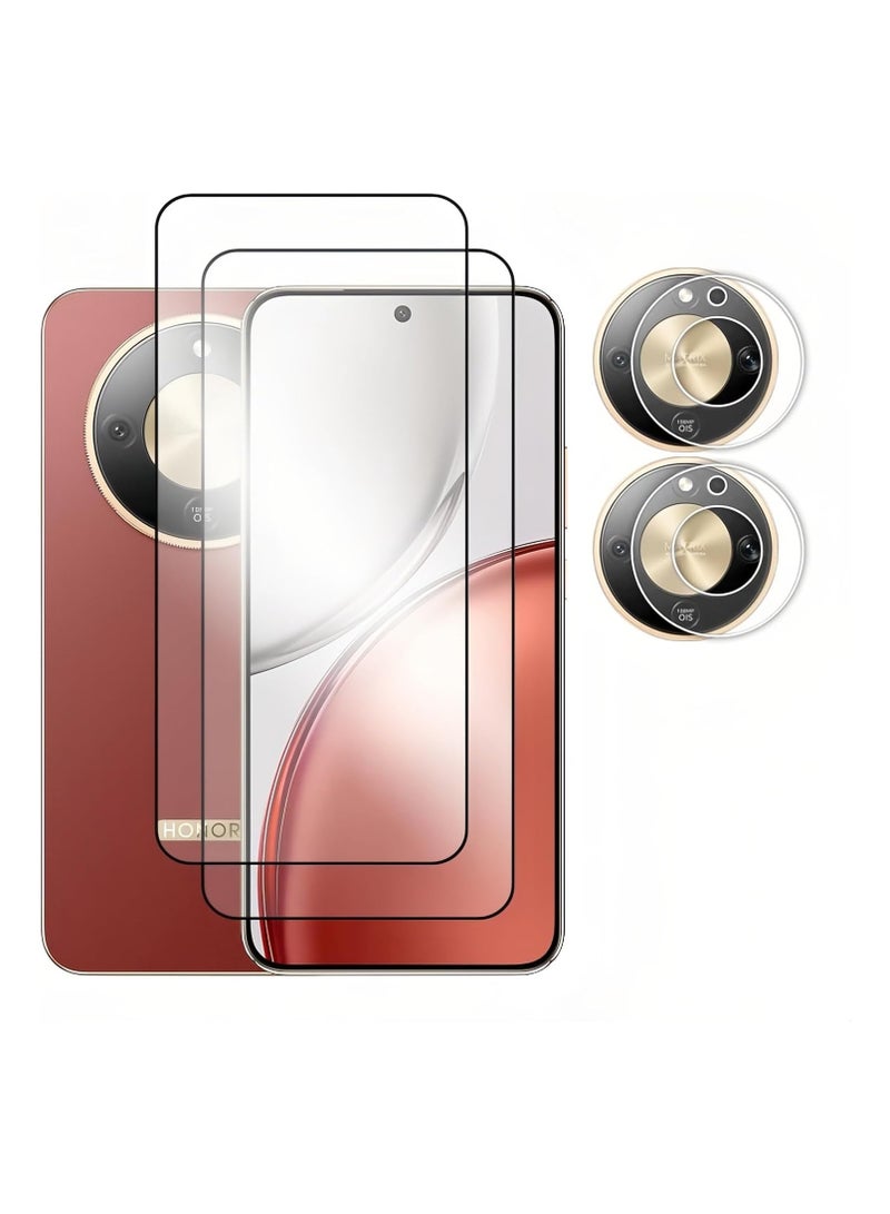 general Screen Protector Compatible with Honor X9d 5G, [2-Piece Set] Tempered Glass + [2-Piece Set] Camera Lens Protector, 9H Hardness HD Scratch-Resistant Protective Film - Image 1