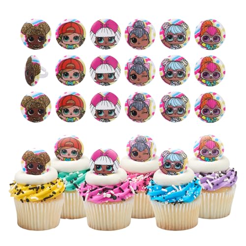 DecoPac LOL Surprise Rings 24 LOL Surprise Funseeker Cupcake Decorations Featuring 6 Different Dolls 24 Pack - Image 1