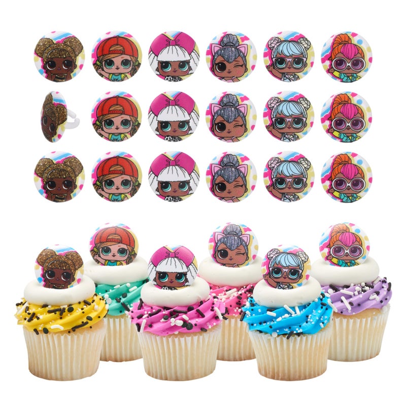 DecoPac LOL Surprise Rings 24 LOL Surprise Funseeker Cupcake Decorations Featuring 6 Different Dolls 24 Pack - Image 2