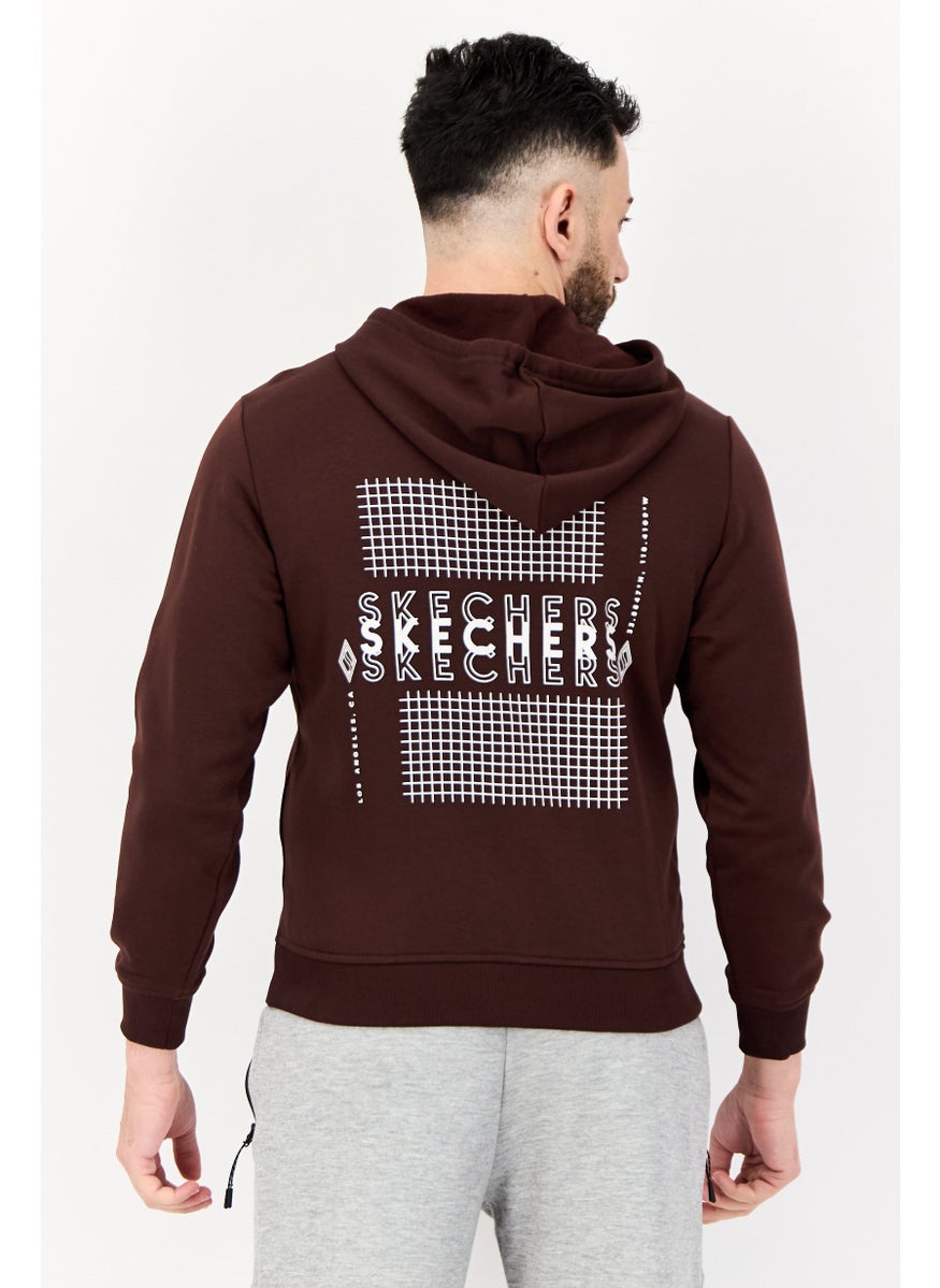 SKECHERS Men Sportswear Fit Long Sleeve Outdoor Full Zip Hoodie, Maroon  - Image 3