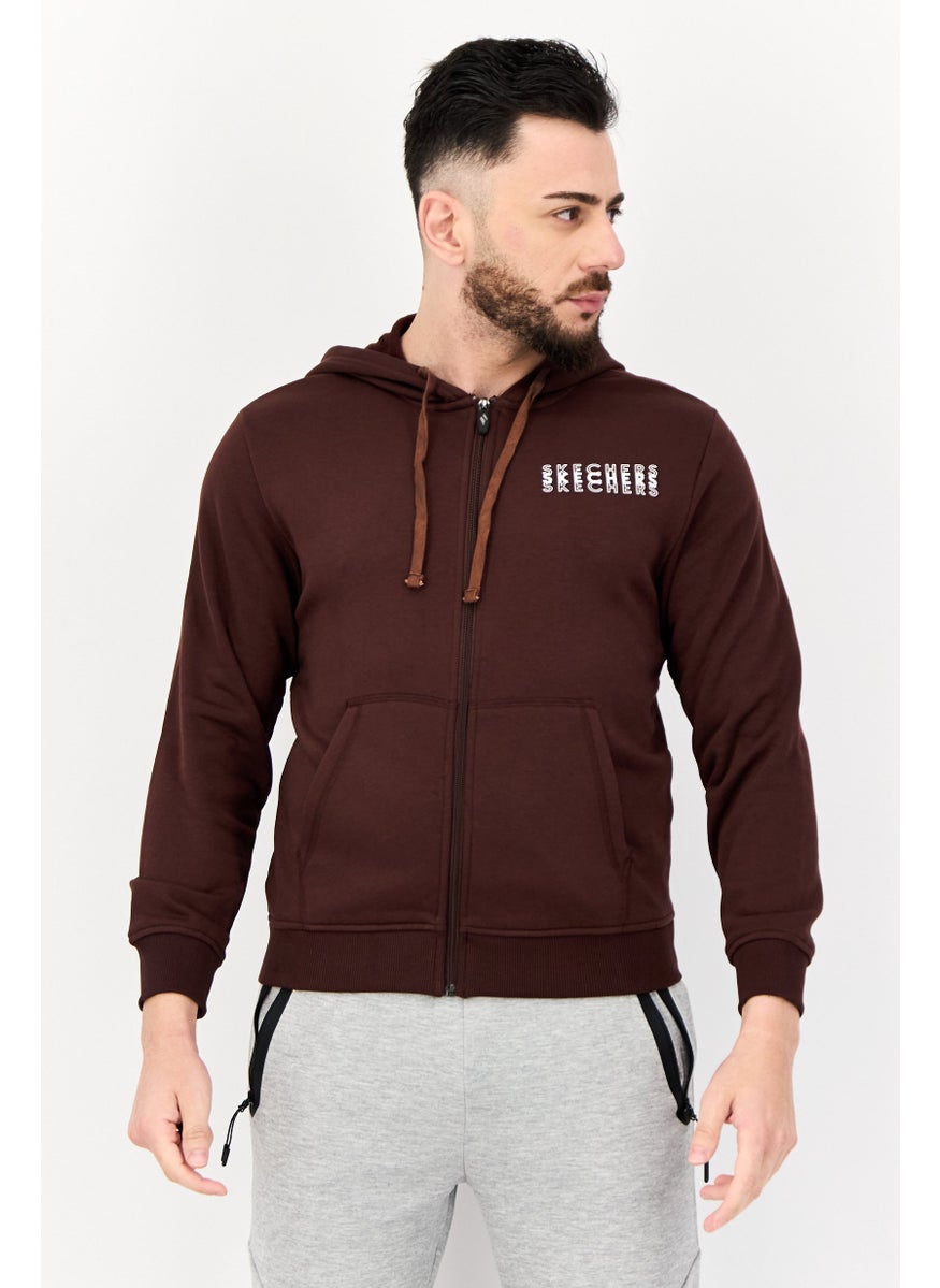 SKECHERS Men Sportswear Fit Long Sleeve Outdoor Full Zip Hoodie, Maroon  - Image 1