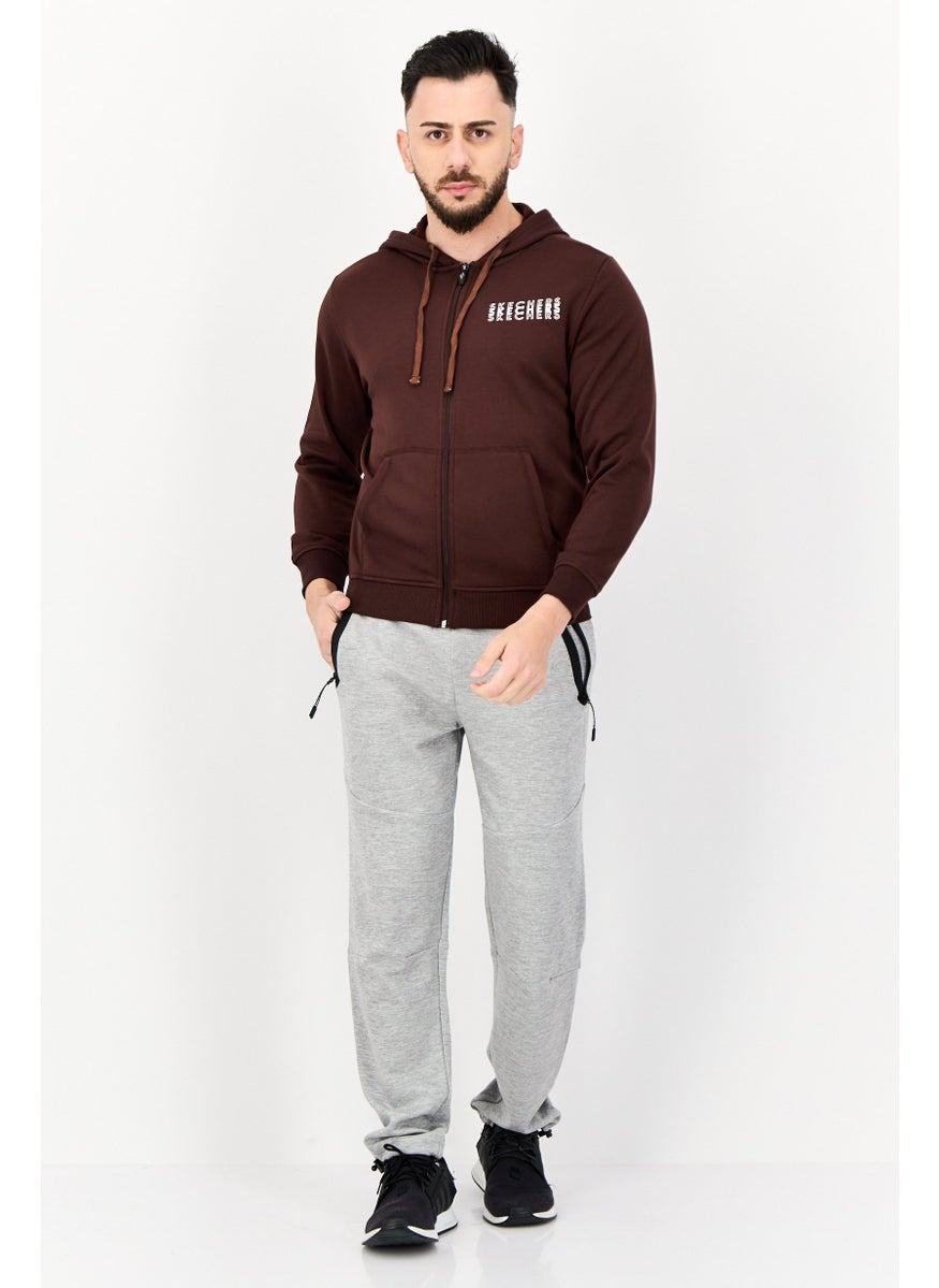 SKECHERS Men Sportswear Fit Long Sleeve Outdoor Full Zip Hoodie, Maroon  - Image 4