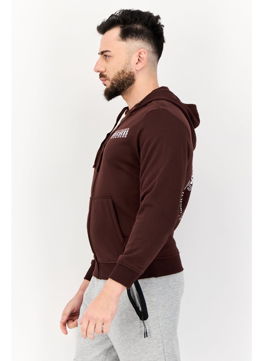 SKECHERS Men Sportswear Fit Long Sleeve Outdoor Full Zip Hoodie, Maroon  - Image 2