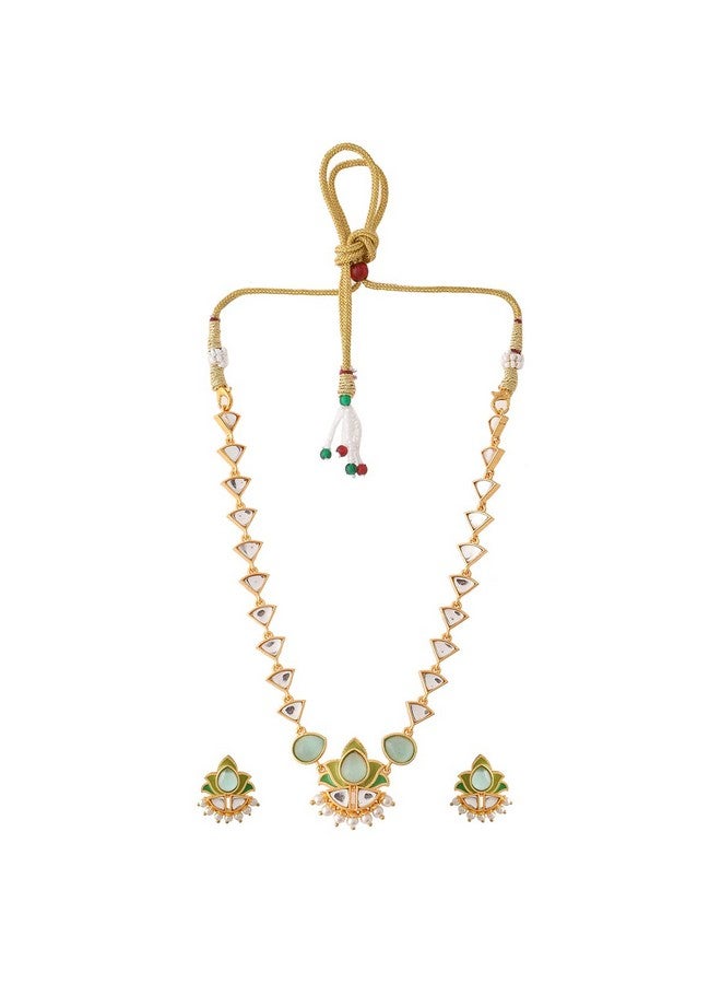 VOYLLA Forever More Green Gold Plated Necklace Set For Women|Enamelled Necklace Set|EveryDay|Festive|Wedding|Gift For Women| - Image 1