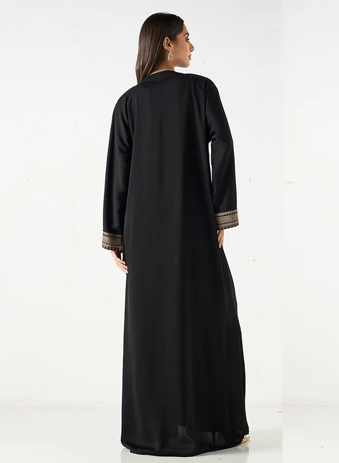 Hadiyath Al Madinah Black Embroidered Abaya - HM