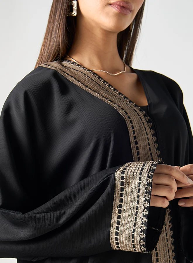 Hadiyath Al Madinah Black Embroidered Abaya - HM