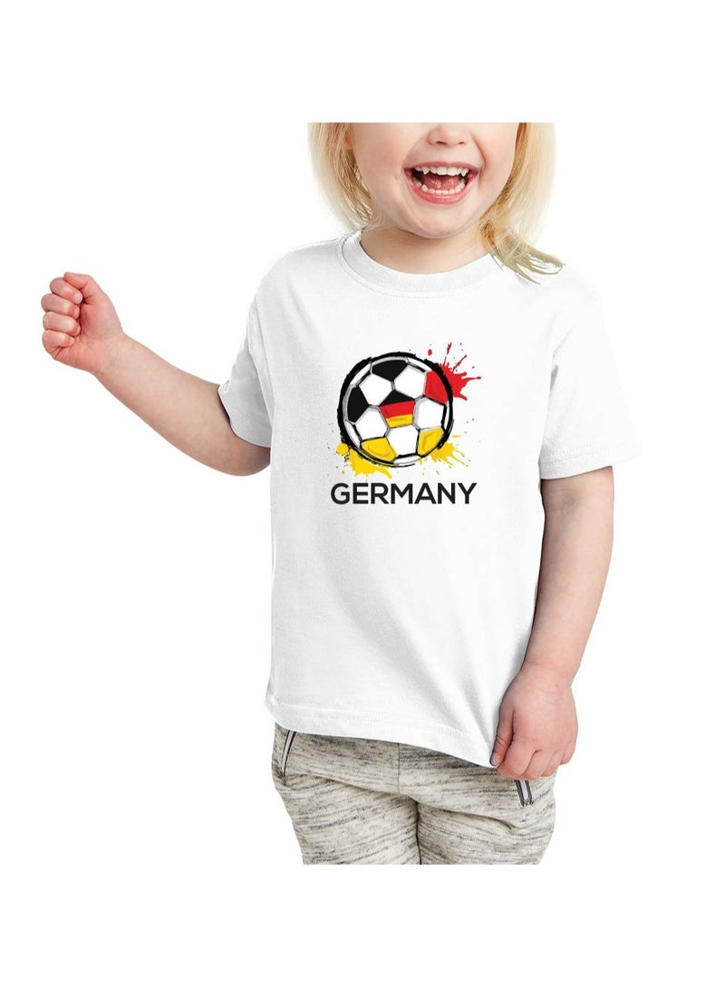 PRINTSHOP4ME Germany Unisex Kids T-Shirt - Short Sleeve Round Neck Cotton Tshirt for Boys and Girls - Soft and Comfortable - Gift for Young Football Fans - Image 1