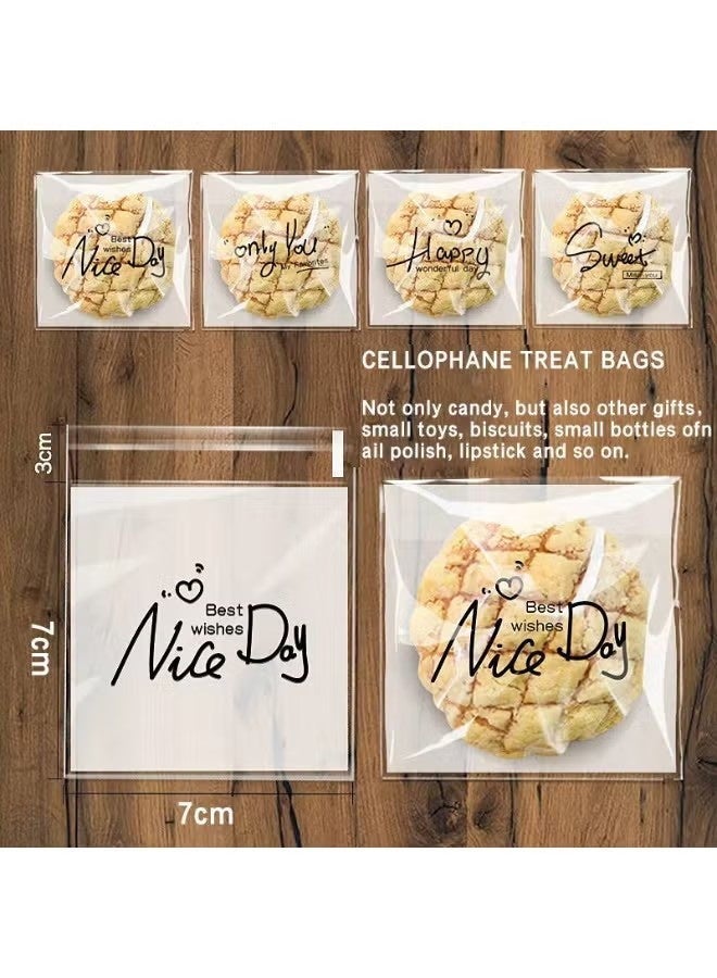 200 PCS 7*7 cm Self Adhesive Cute Cookie Bags, Plastic Clear Treat Bags Sealable Candy Bags for Packaging Candy Cookies Bakery Party Favor Gift Giving, Small Bags for Cookies, Sweets, Jewelry. - Image 3