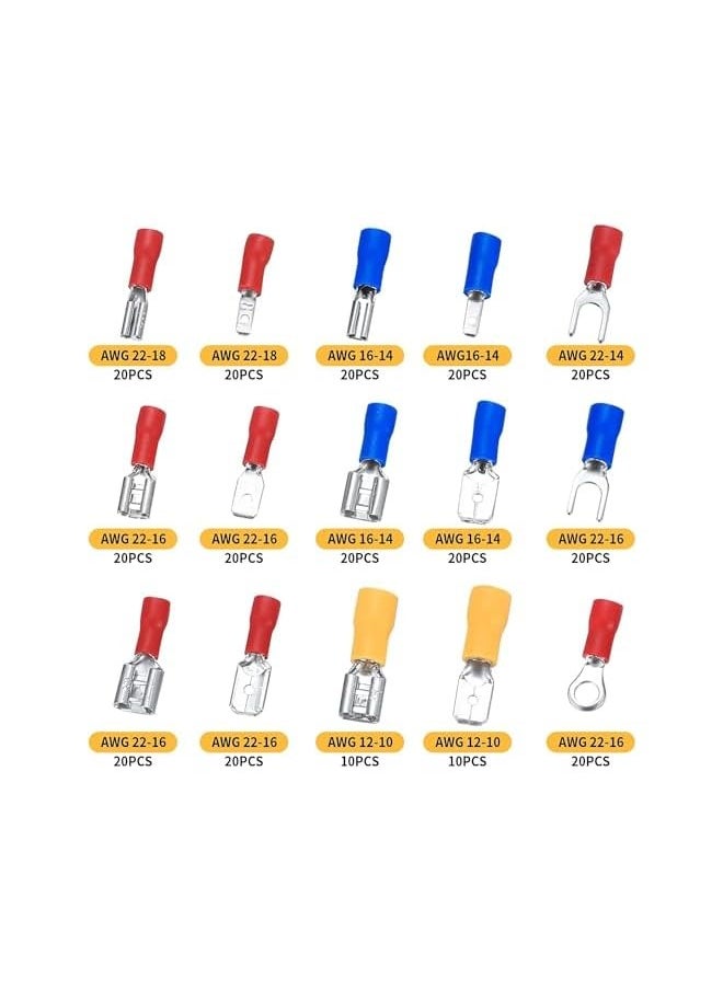 erorex 📦 PACKAGE INCLUDES: Contains A 280 Piece Terminal Assortment With 15 Kinds Of Insulated Terminals In Common Sizes. Includes Rings, Forks, Spade Connectors, And Electrical Crimp Connectors.  - Image 2