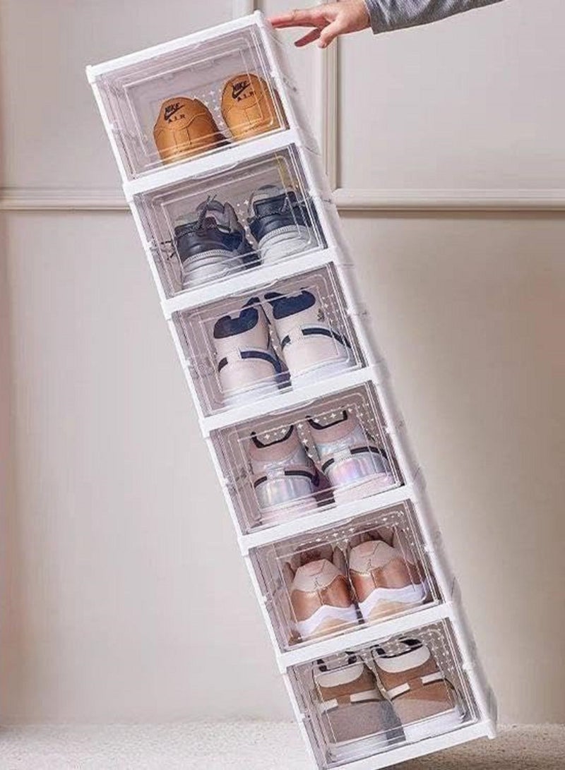منظم أحذية قابل للطي بضلف شفافة - ٦ مقصورات - رف تخزين أحذية قائم منظم موفر للمساحة لتخزين الاحذية بشكل انيق وتصميم متين-520 - Image 1