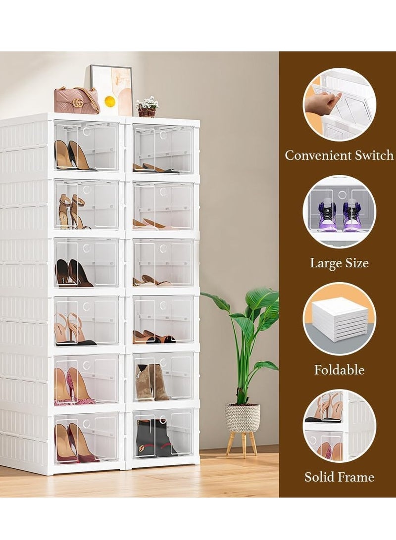 منظم أحذية قابل للطي بضلف شفافة - ٦ مقصورات - رف تخزين أحذية قائم منظم موفر للمساحة لتخزين الاحذية بشكل انيق وتصميم متين-520 - Image 2