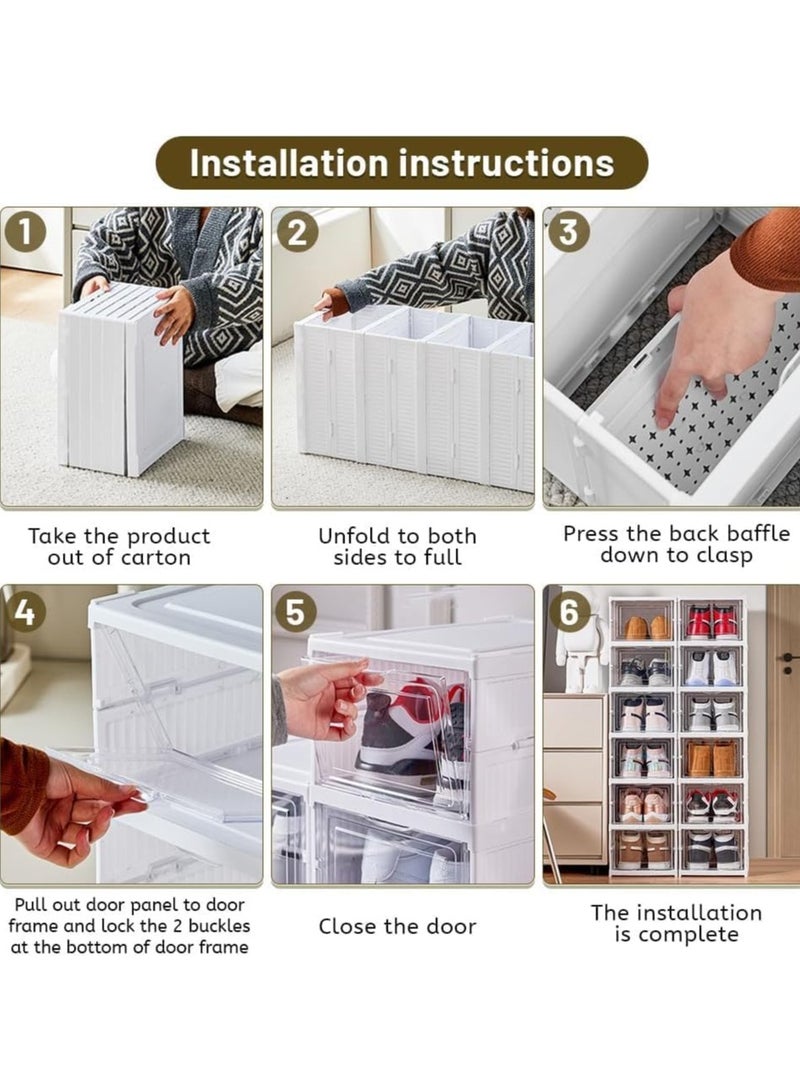 منظم أحذية قابل للطي بضلف شفافة - ٦ مقصورات - رف تخزين أحذية قائم منظم موفر للمساحة لتخزين الاحذية بشكل انيق وتصميم متين-520 - Image 3