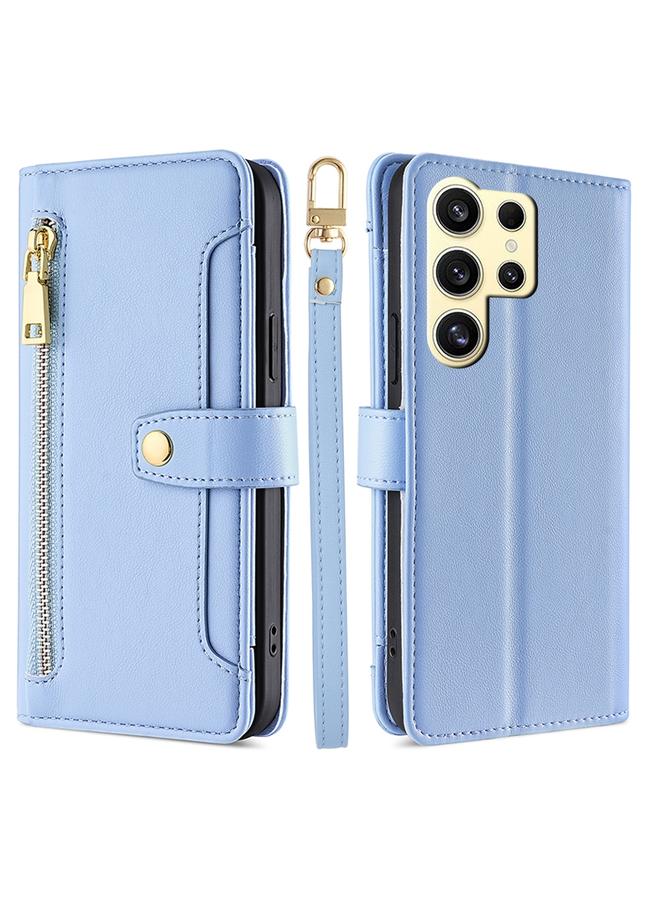 S-TOP Case For Samsung Galaxy S25 Ultra 5G Sheep Texture Cross-body Zipper Wallet Leather Phone Case - Image 1