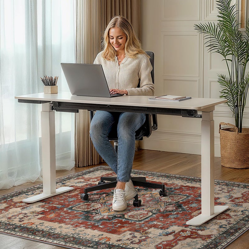 BESBLEE 36"x48" Office Chair Mat for Hardwood Tile Floor, Under Desk Carpet Protector for Rolling Computer Chair Mat, Machine Washable Area Rug, Anti-Slip 1/5" Thick Low Pile Thin Vinyl Floor Mat, Annatto - Image 2