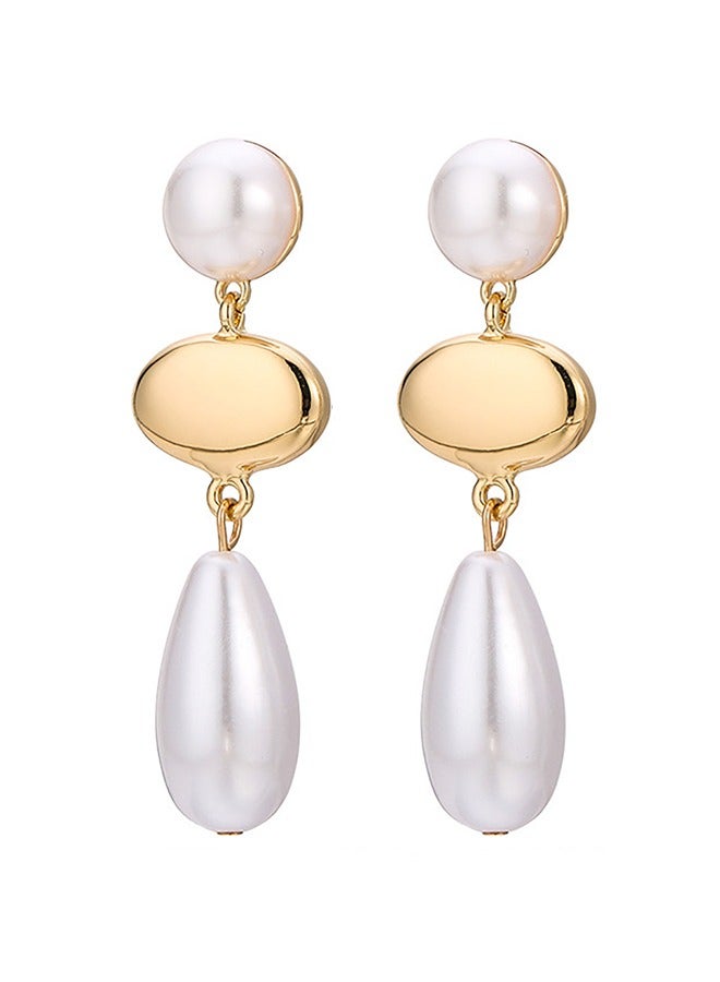 الفولاذ المقاوم للصدأ 18 كيلو أقراط اللؤلؤ ، شخصية كبيرة أقراط اللؤلؤ ، الراقية مبالغ فيها الأقراط - Image 1