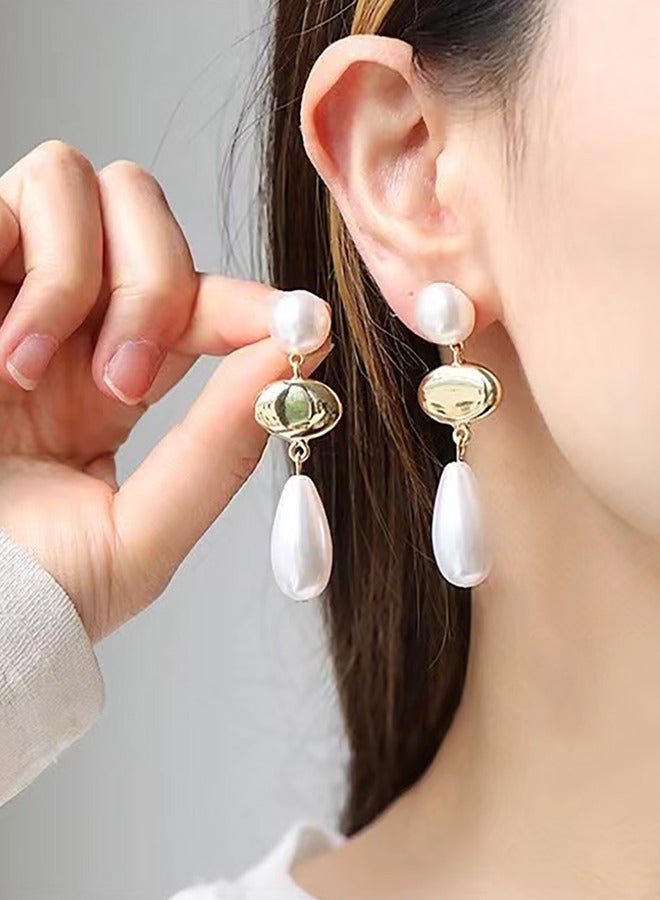 الفولاذ المقاوم للصدأ 18 كيلو أقراط اللؤلؤ ، شخصية كبيرة أقراط اللؤلؤ ، الراقية مبالغ فيها الأقراط - Image 2