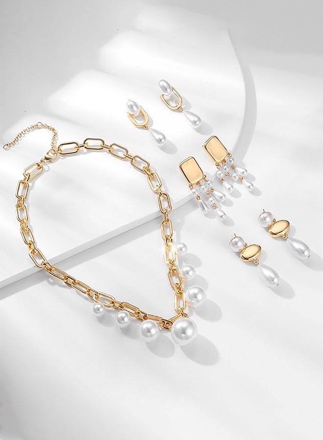 الفولاذ المقاوم للصدأ 18 كيلو أقراط اللؤلؤ ، شخصية كبيرة أقراط اللؤلؤ ، الراقية مبالغ فيها الأقراط - Image 4