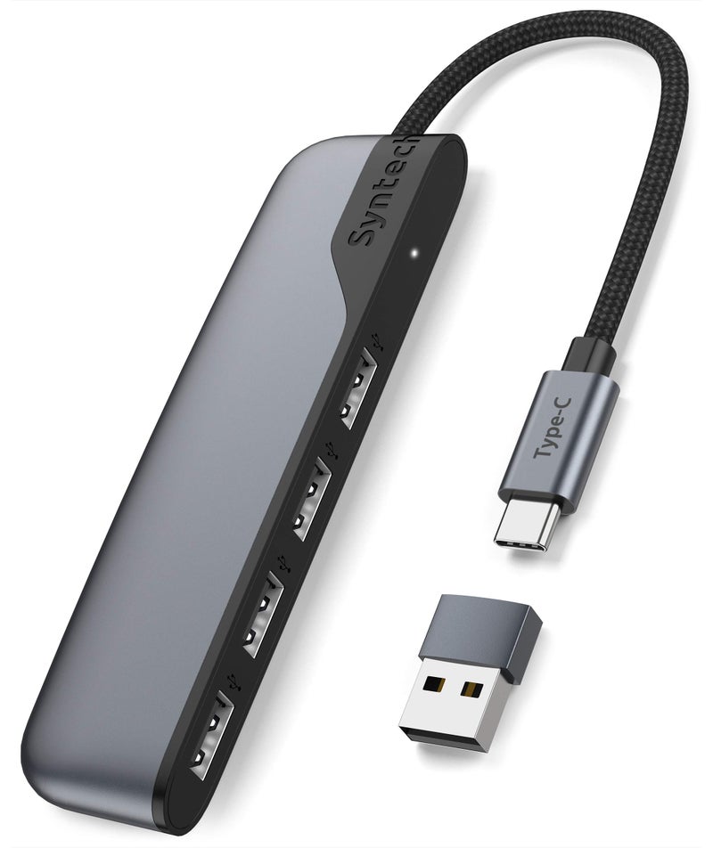 Syntech USB C to USB Hub 4 Ports, Syntech Type C to USB 3.0 Hub with A USB C to USB Adapter (USB 2.0), Thunderbolt 3 to USB Hub, Compatible with iPad Pro, iMac - Image 1