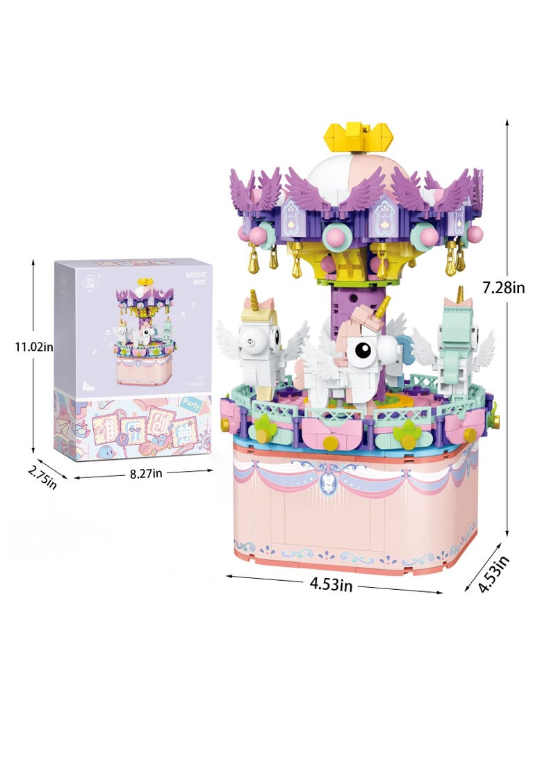 SYOSI Music Box Building Toys, Rotating Carousel DIY Building Block for Girls and Boys 6 -12 Years Old, 874 pcs, STEM Construction Toy and Birthday Gifts for Adults and Kids - Image 5