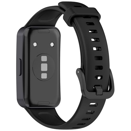 Wisely Adjustable Silicon Band Strap for Huawei Band 10/9 / 8 Straps Watch Silicone Replacement Band Bracelet, Black - Image 3