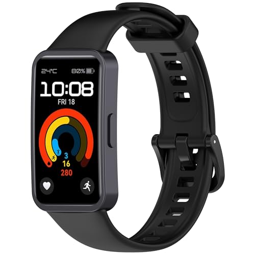 Wisely Adjustable Silicon Band Strap for Huawei Band 10/9 / 8 Straps Watch Silicone Replacement Band Bracelet, Black - Image 2