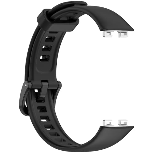 Wisely Adjustable Silicon Band Strap for Huawei Band 10/9 / 8 Straps Watch Silicone Replacement Band Bracelet, Black - Image 4