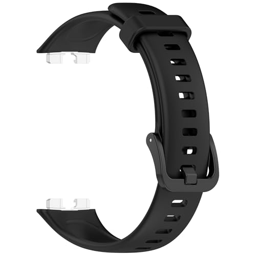Wisely Adjustable Silicon Band Strap for Huawei Band 10/9 / 8 Straps Watch Silicone Replacement Band Bracelet, Black - Image 1
