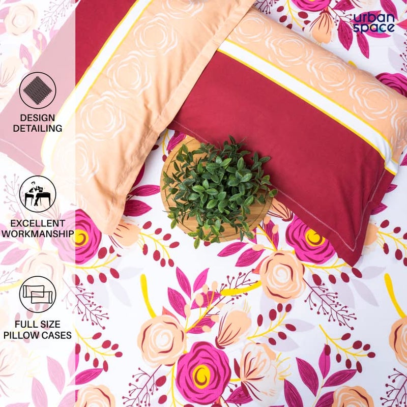 Urban Space Divine 100 Cotton Bedsheets for Double Bed with 2 Pillow Covers Double Bedsheet Size 90x 100 inches Earth Pink - Image 5