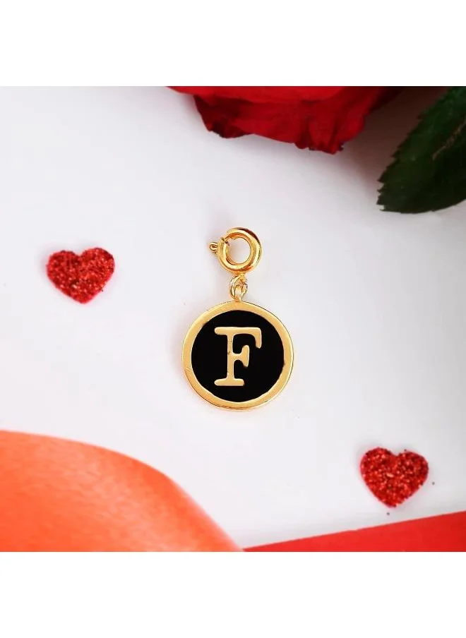 فويلا Valentine's Day Collection Alphabet F Black Enamel Charm