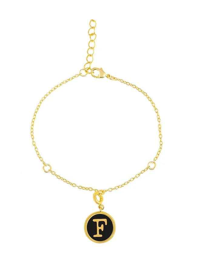 VOYLLA Valentine's Day Collection Alphabet F Black Enamel Charm