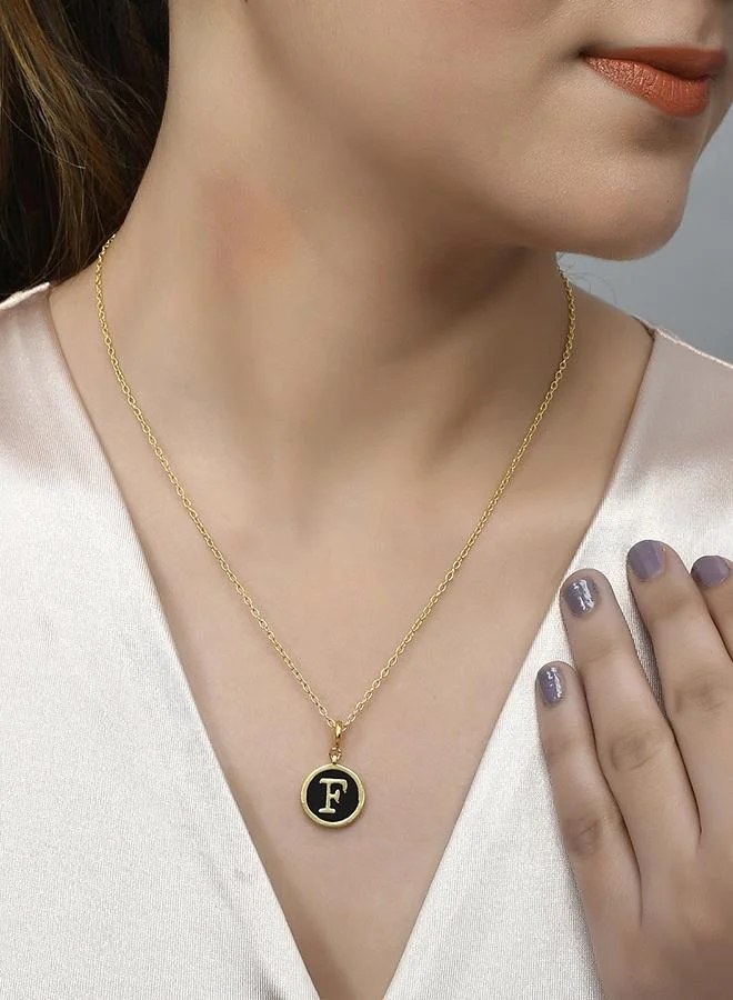 VOYLLA Valentine's Day Collection Alphabet F Black Enamel Charm