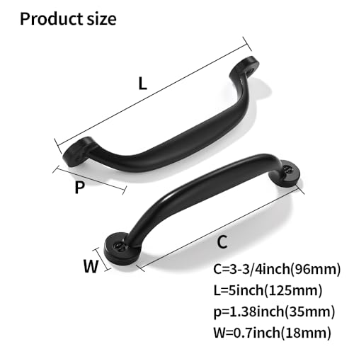 CABDM 10 Pack 334 inch Hole Center Matte Black Cabinet Pulls Heavy Duty Solid Drawer Hardware Handles Kitchen Vanity Bathroom Handles - Image 3