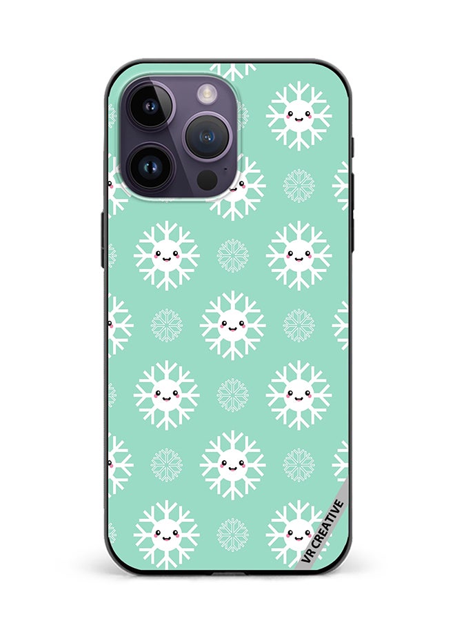 VR CREATIVE Protective Case Cover For Apple iPhone 15 Pro Max Cute And Happy Snowflakes Characters Design Multicolour - Image 1