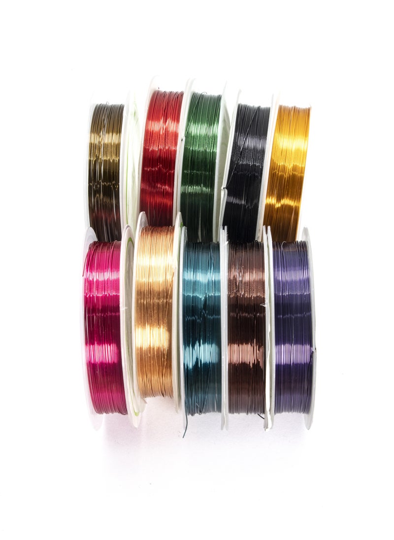 Generic - 10 Roll 0.4mm 10 Color Jewelry Copper Wire Strong Alloy Copper Wire Metal Wire DIY Cloisonne Craft Making, Handmade Copper Coil Jewelry Making - Image 1