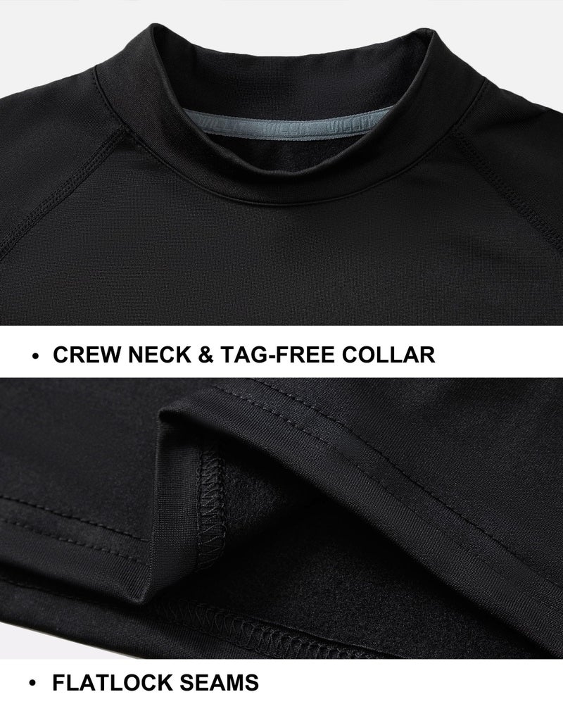 Willit Youth Boys' Compression Thermal Shirts Fleece Baselayer Long Sleeve Girls' Kids Football Soccer Undershirts Black L - Image 4