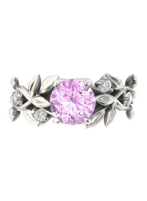 White Gold Plated Zircon Studded Flower Design Ring