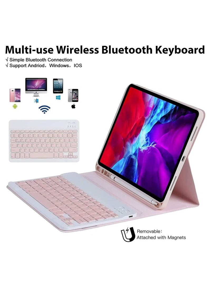 حافظة لوحة مفاتيح ثنائية اللغة لجهاز iPad 2022 الجيل العاشر مقاس 10.9 بوصة، حامل لوحة مفاتيح لاسلكي قابل للفصل، حافظة جلدية ذكية فائقة النحافة مع ماوس - Image 2