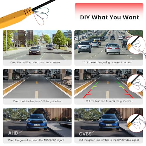 Dasaita 1080P Backup Camera, 170° Wide Angle Front/Rear View Camera, IP68 Waterproof Universal Reversing Parking Kit for Cars, Pickup Trucks, SUVs, RVs, and Vans - Image 5
