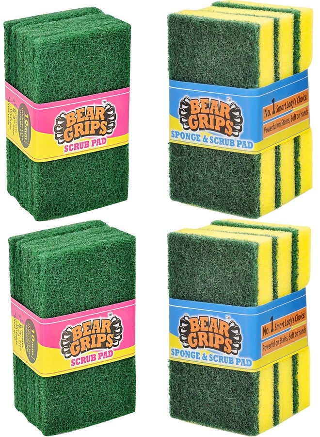 BEAR GRIPS Sponge and Scrub pad for Utensils Cleaning in Kitchen Long Lasting Stain Removal Scrubber for Dish wash Liquid - Combo Pack - Image 1