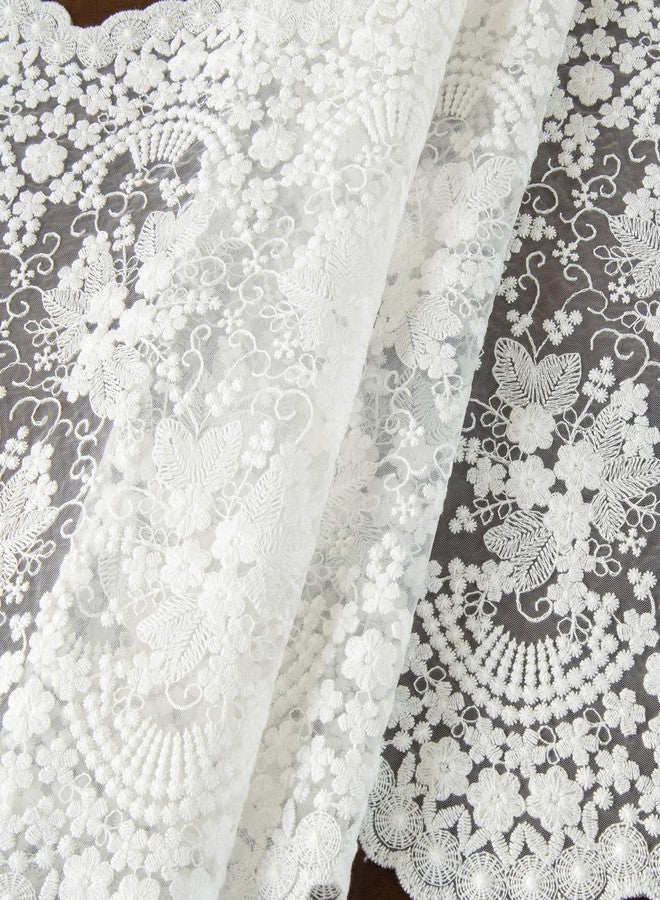 Joyfol Day White Lace Table Runner, Embroidery Cotton Lace Fabric Table Cover, Floral Lace Table Runner Vintage Wedding, Tea Party Decor (14x36 Inch) - Image 5