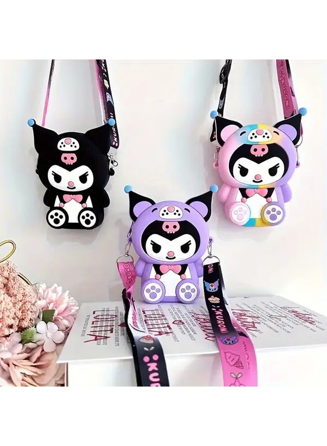 حقيبة ظهر صغيرة من كورومي بتصميم كرتوني لطيف، بسحاب من البلاستيك الناعم، مثالية للمدرسة والسفر كهدية. - Image 2