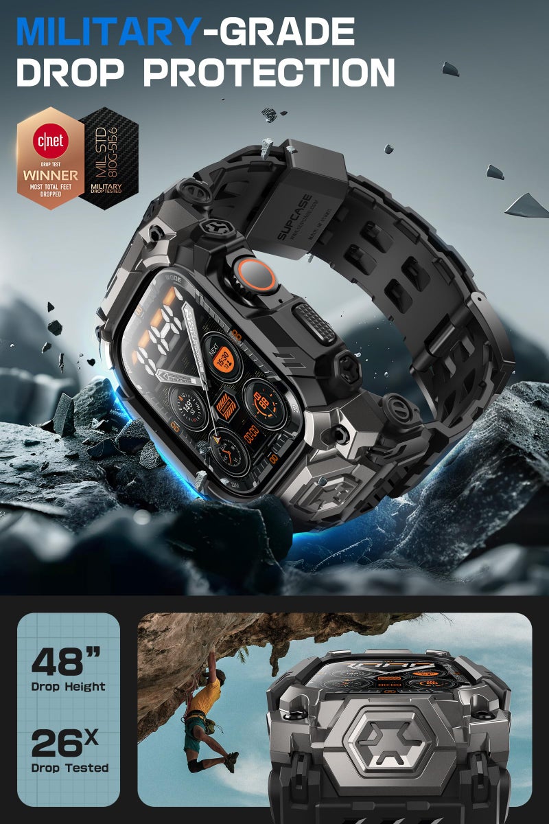 SUPCASE for Apple Watch Ultra 3/2/1 49mm Case with Band (Unicorn Beetle Ore), [Anti-Scratch] [Military-Grade Protection] Rugged Sport Men Bumper Case with Adjustable Strap Band, Black - Image 3