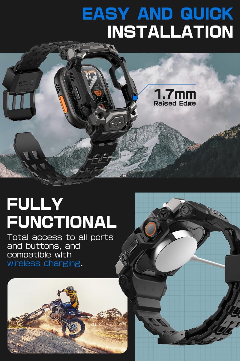 SUPCASE for Apple Watch Ultra 3/2/1 49mm Case with Band (Unicorn Beetle Ore), [Anti-Scratch] [Military-Grade Protection] Rugged Sport Men Bumper Case with Adjustable Strap Band, Black - Image 5