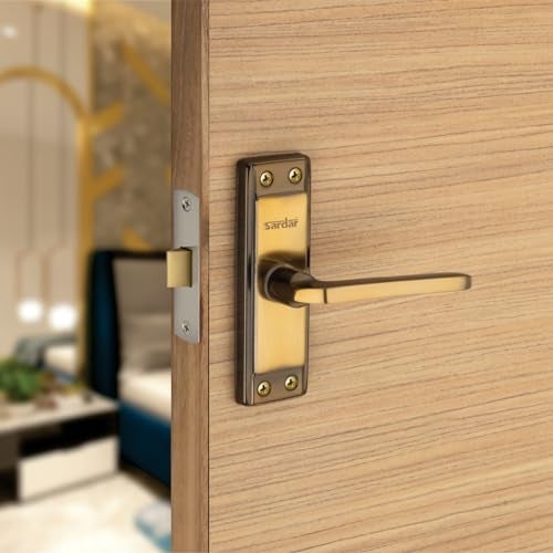 SARDAR Russo 5" Black Gold Iron Door Handle Set with Keyless Baby Latch|Door Handle- Bathroom/Storeroom/Kitchen - Image 1