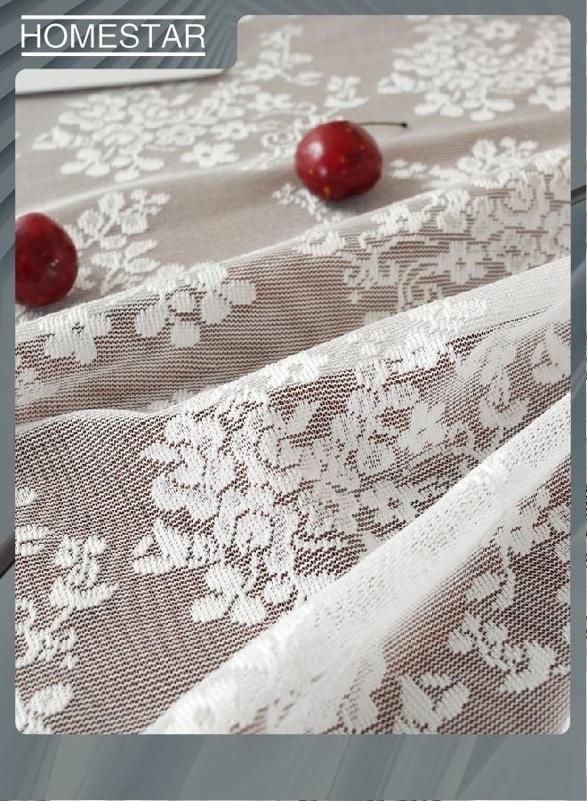 هومستر الدانتيل أنيق مستدير مناشف المائدة خمر مطرزة الدانتيل التغطية لحزب الزفاف المطبخ طعام الديكورات المنزلية الأبيض 120 سم - Image 4